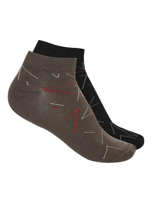 spykar black & brown printed socks - pack of 2