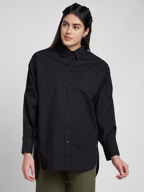 spykar black cotton shirt
