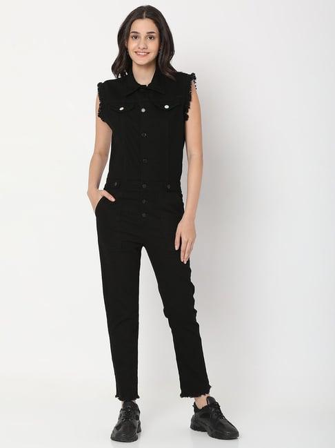 spykar black maxi jumpsuit