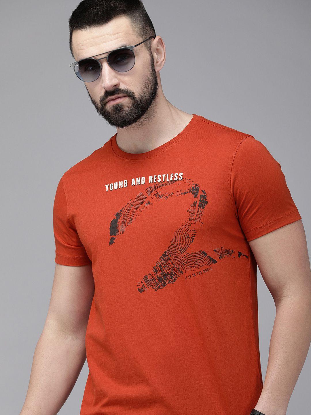 spykar brand logo printed slim fit casual t-shirt