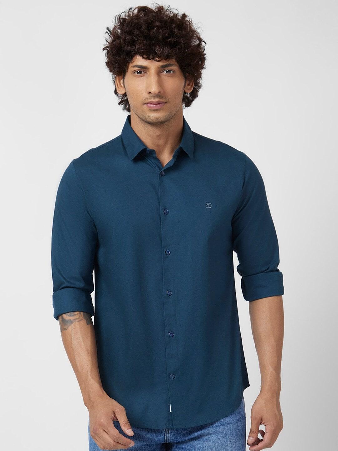 spykar cotton linen regular fit classic casual shirt