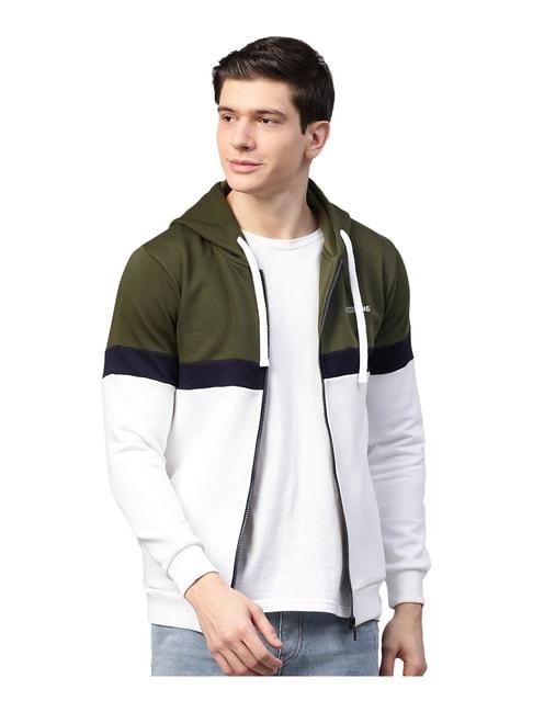 spykar green & white hooded sweatshirt