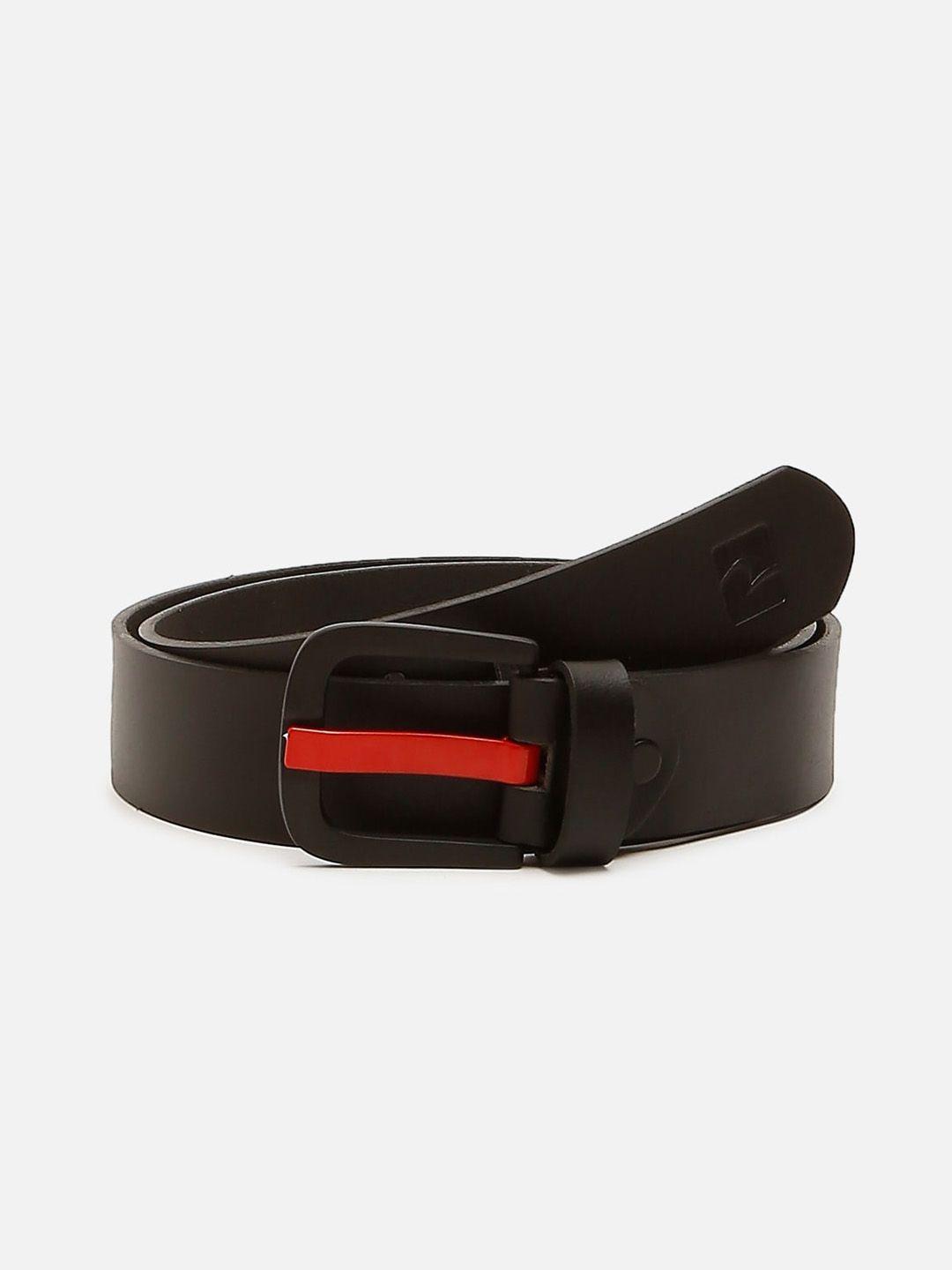 spykar men black casual leather belt