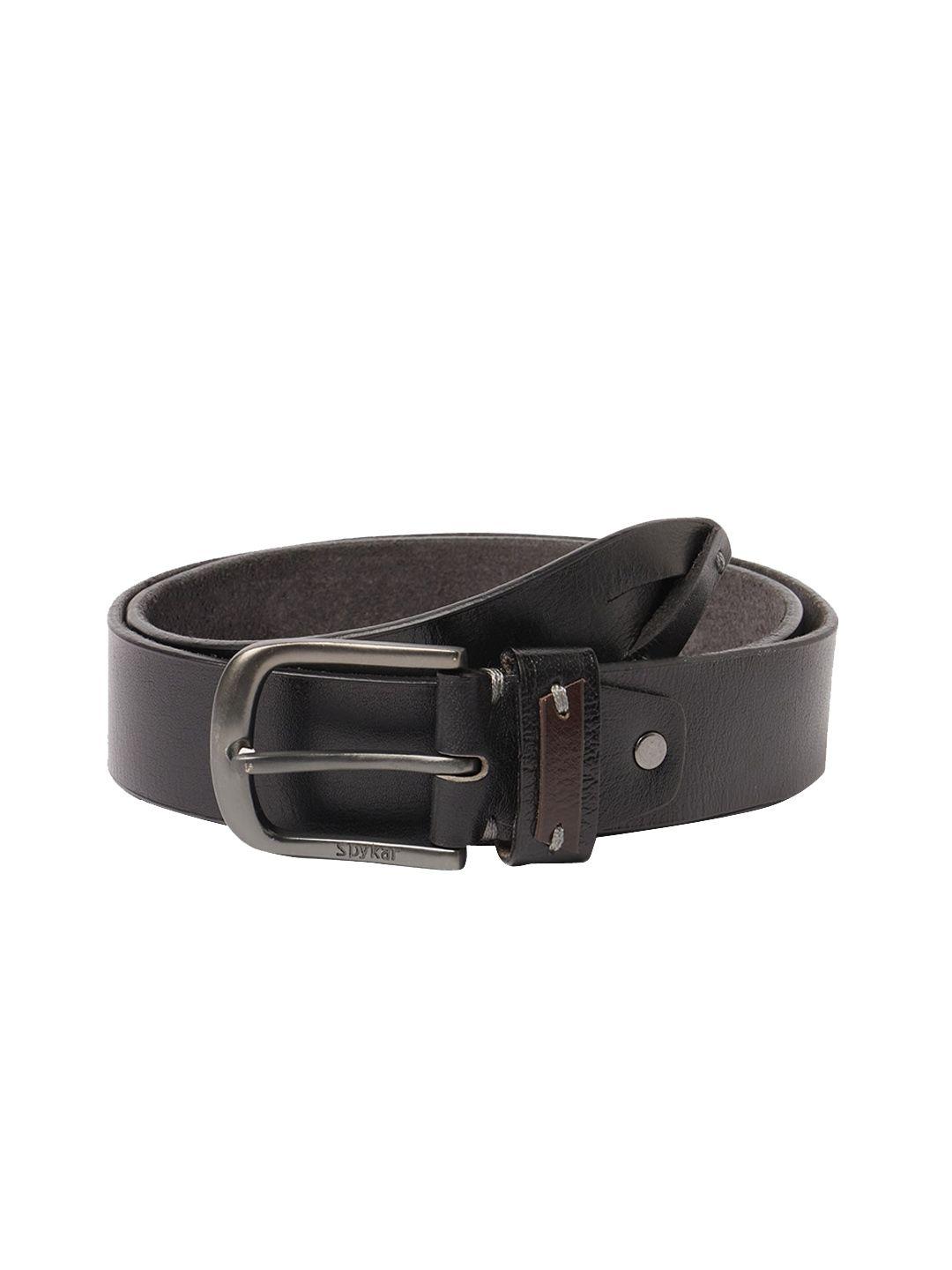 spykar men black leather belt