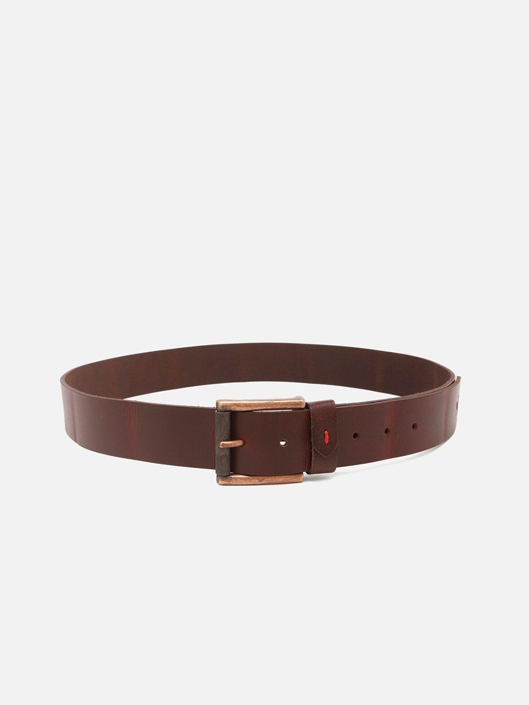 spykar men brown leather belt