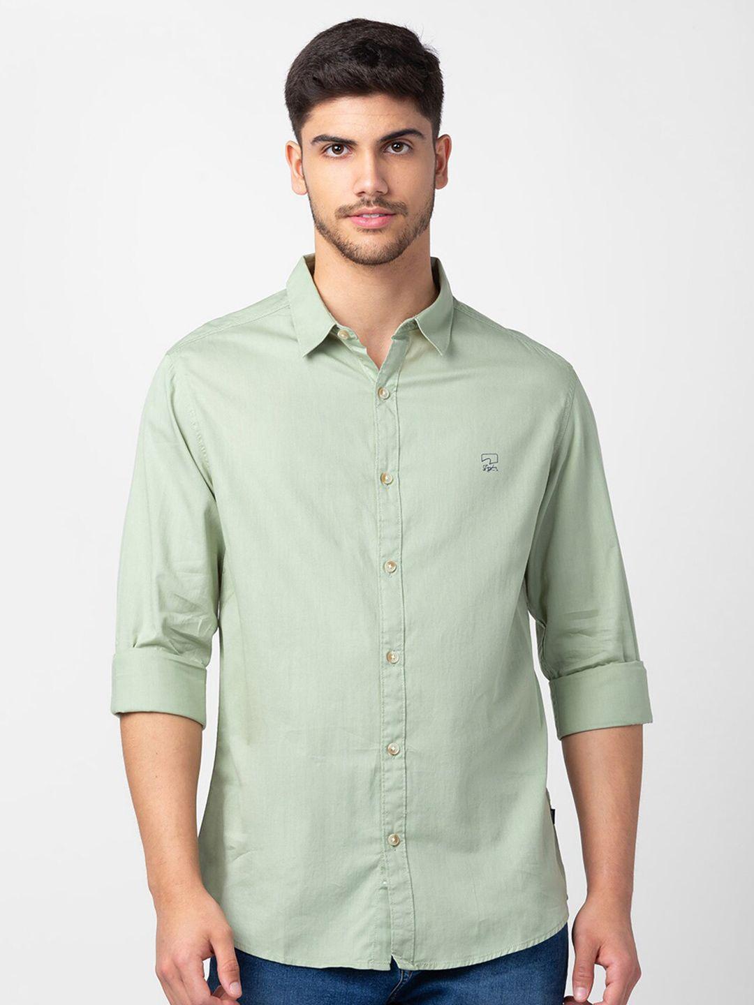spykar men classic slim fit cotton casual shirt