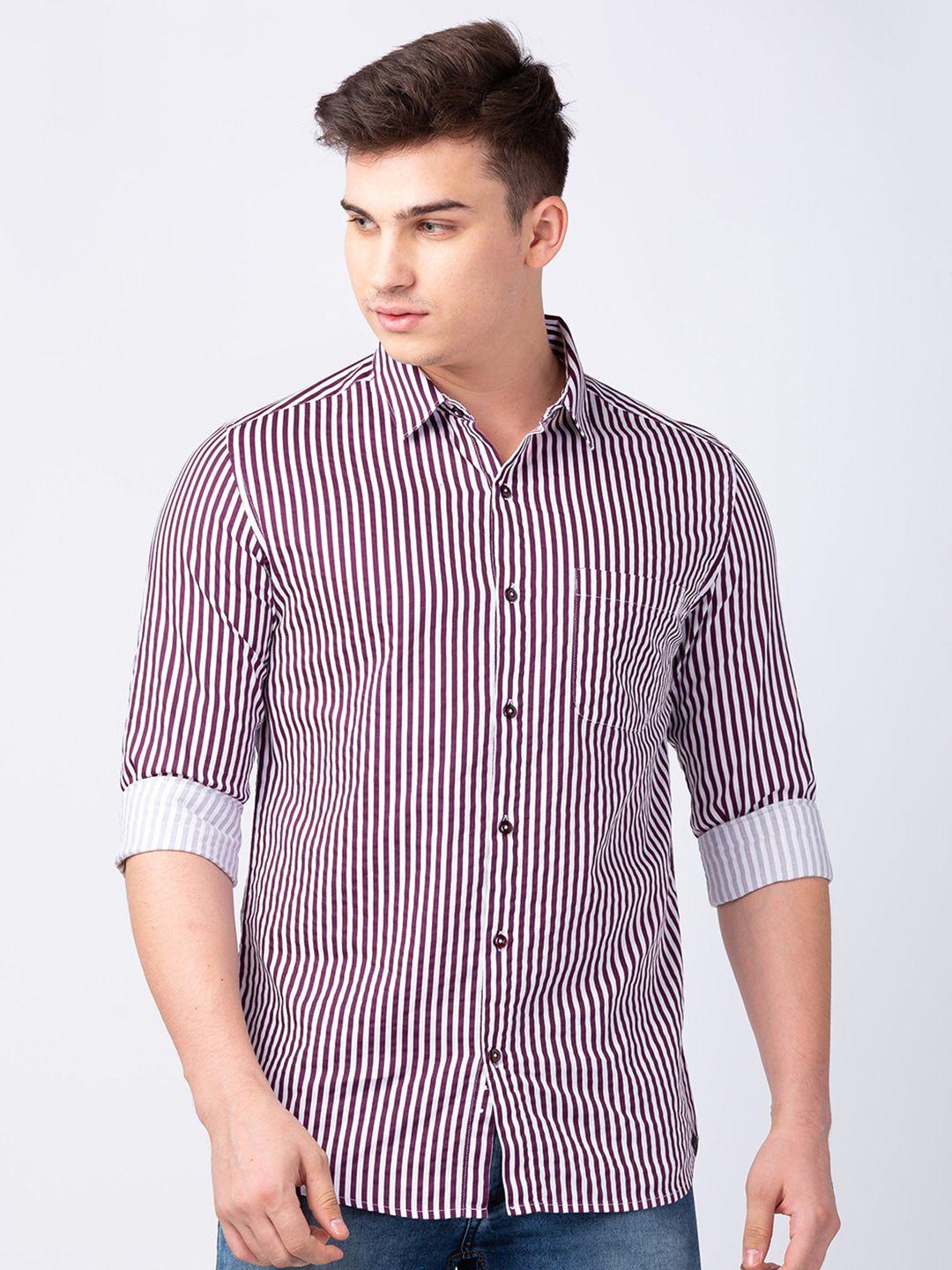 spykar men classic striped cotton casual shirt