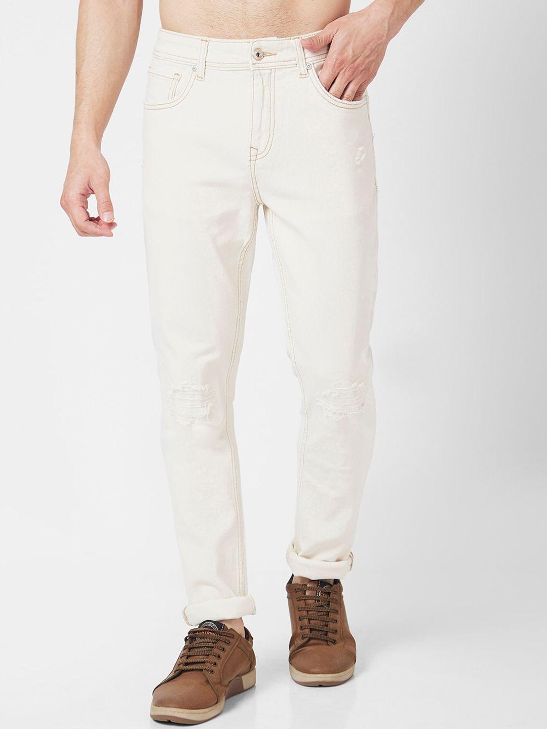 spykar men cotton skinny fit low-rise low distressed jeans