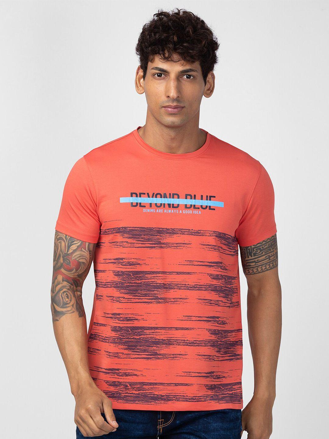 spykar men graphic printed slim fit t-shirt