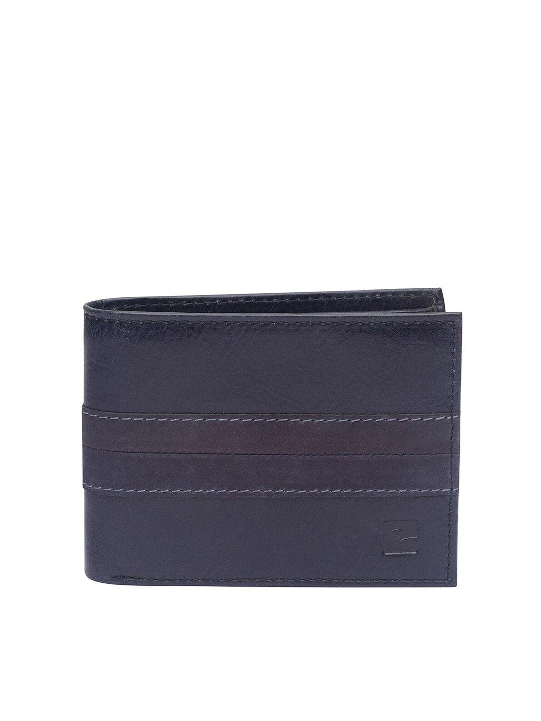 spykar men grey leather two fold wallet