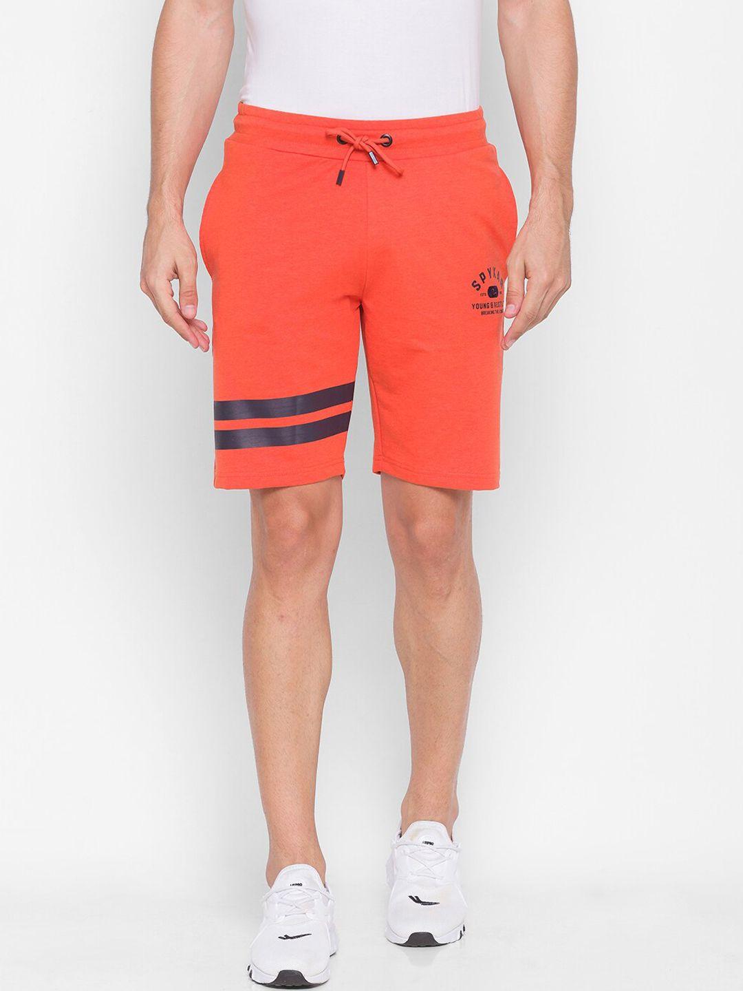 spykar men orange loose fit pure cotton regular shorts