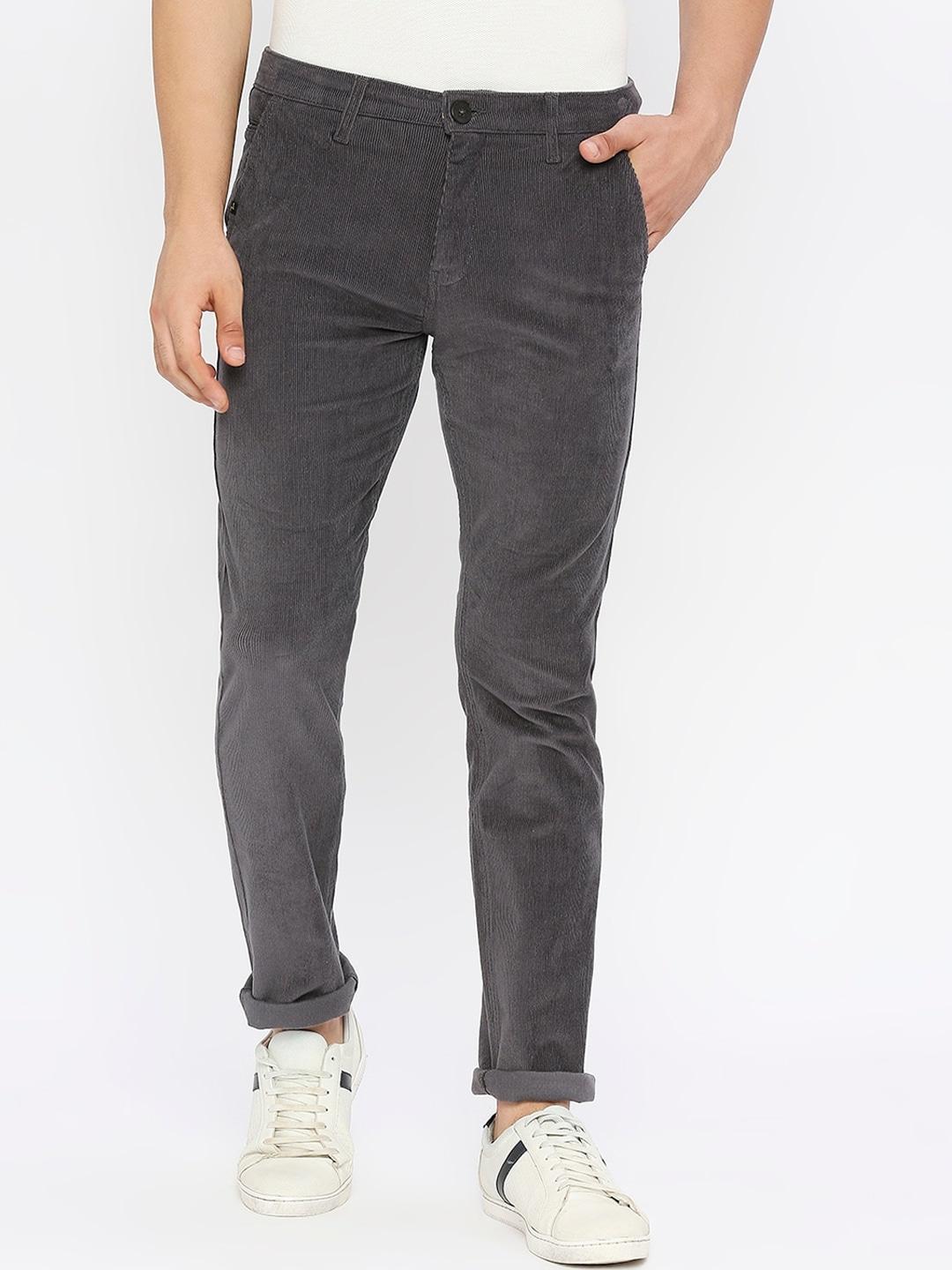spykar men self design slim fit cotton trousers