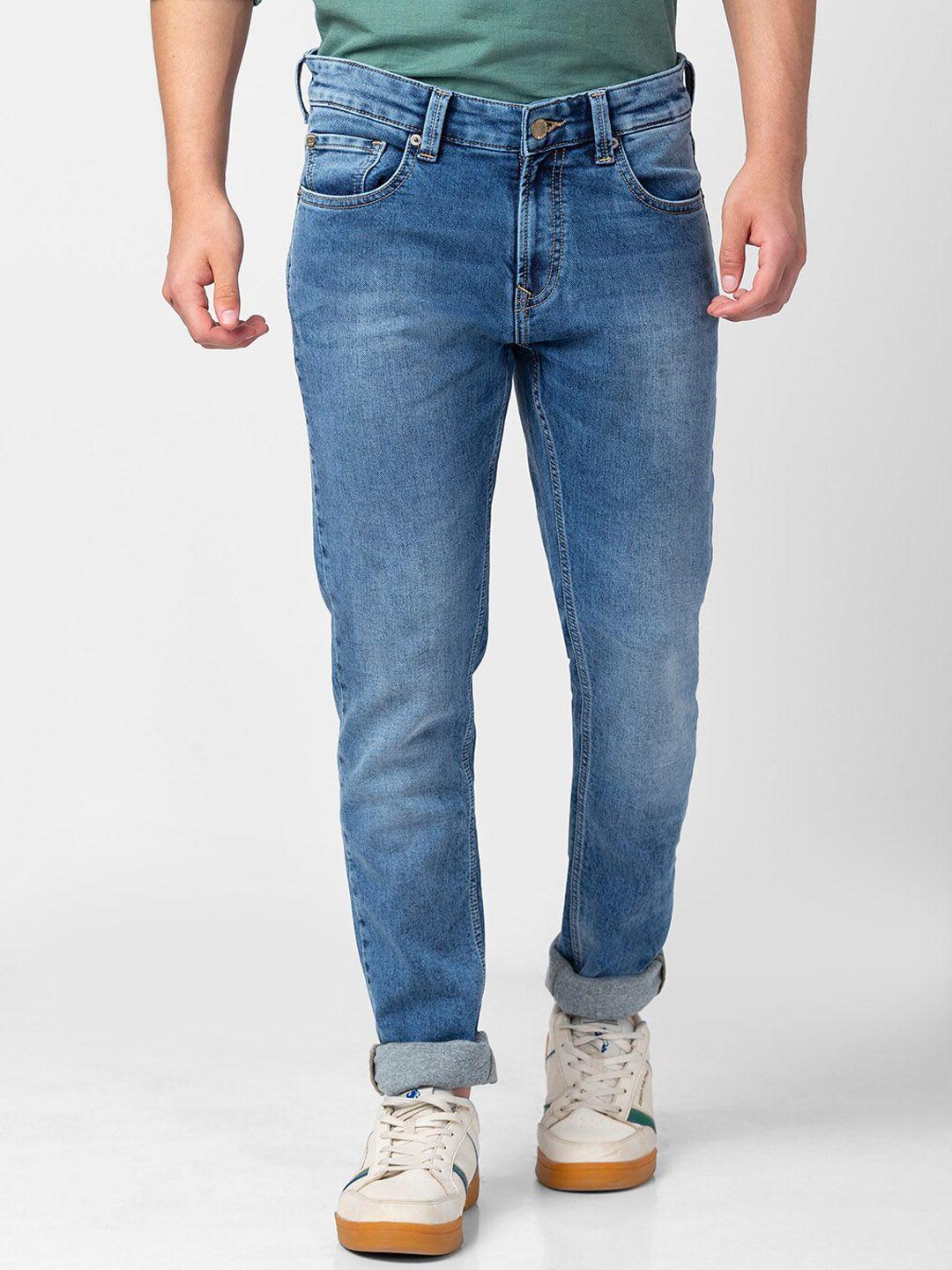 spykar men slim fit low-rise light fade stretchable cotton jeans