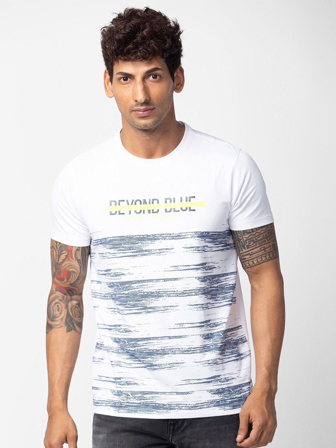 spykar men striped slim fit cotton t-shirt
