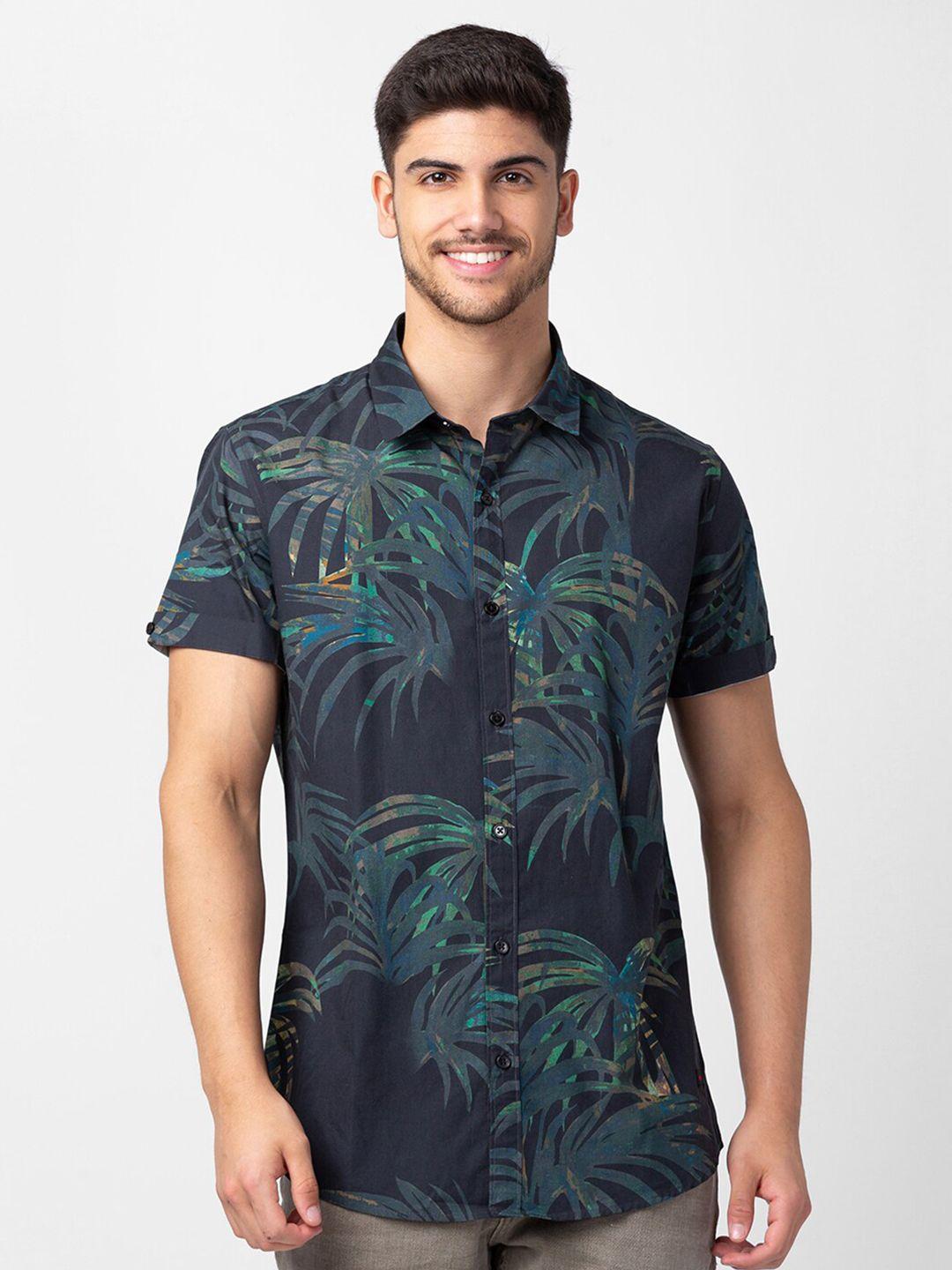 spykar men tropical printed short sleeves casual shirt