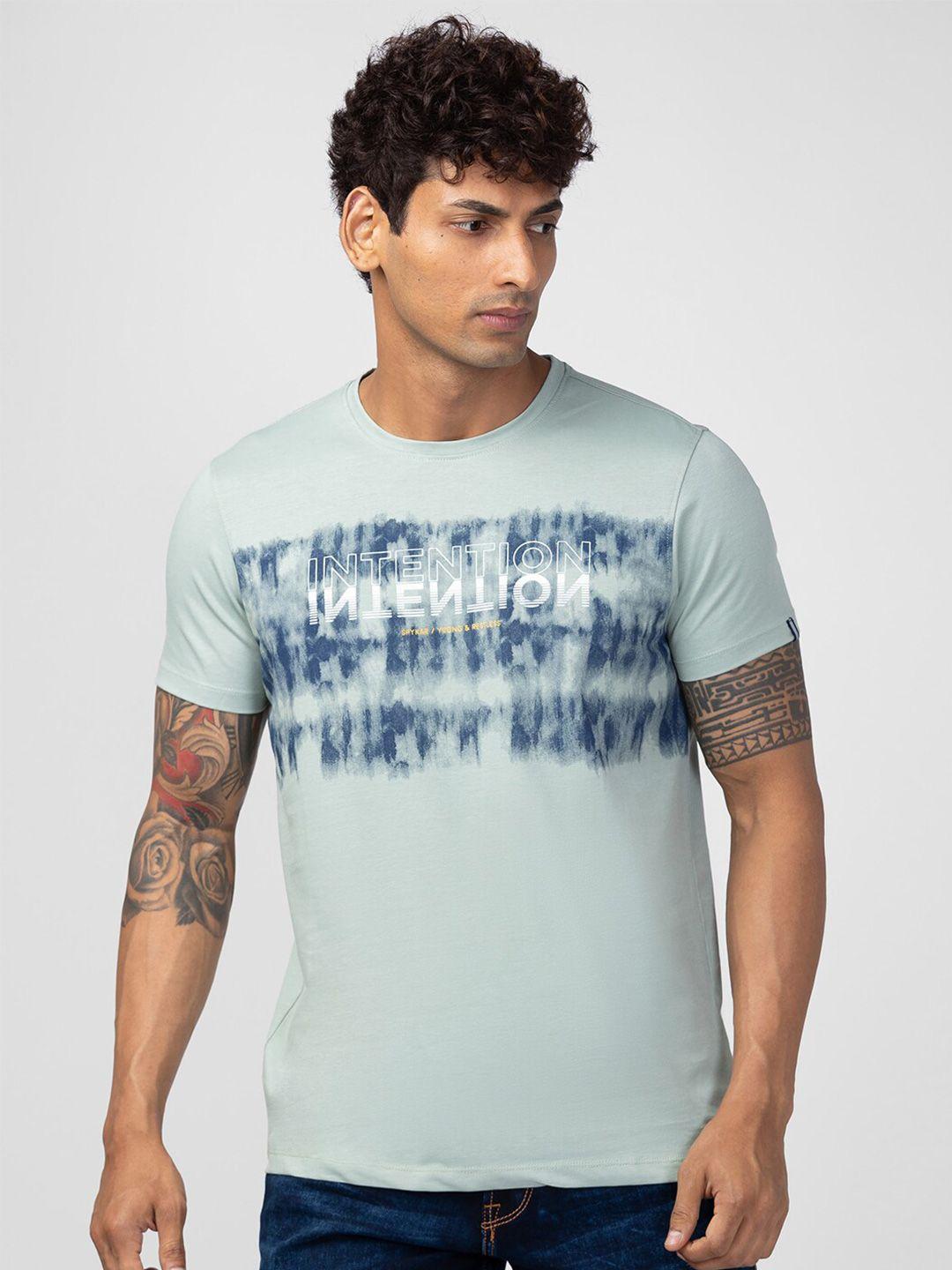 spykar men typography printed slim fit t-shirt