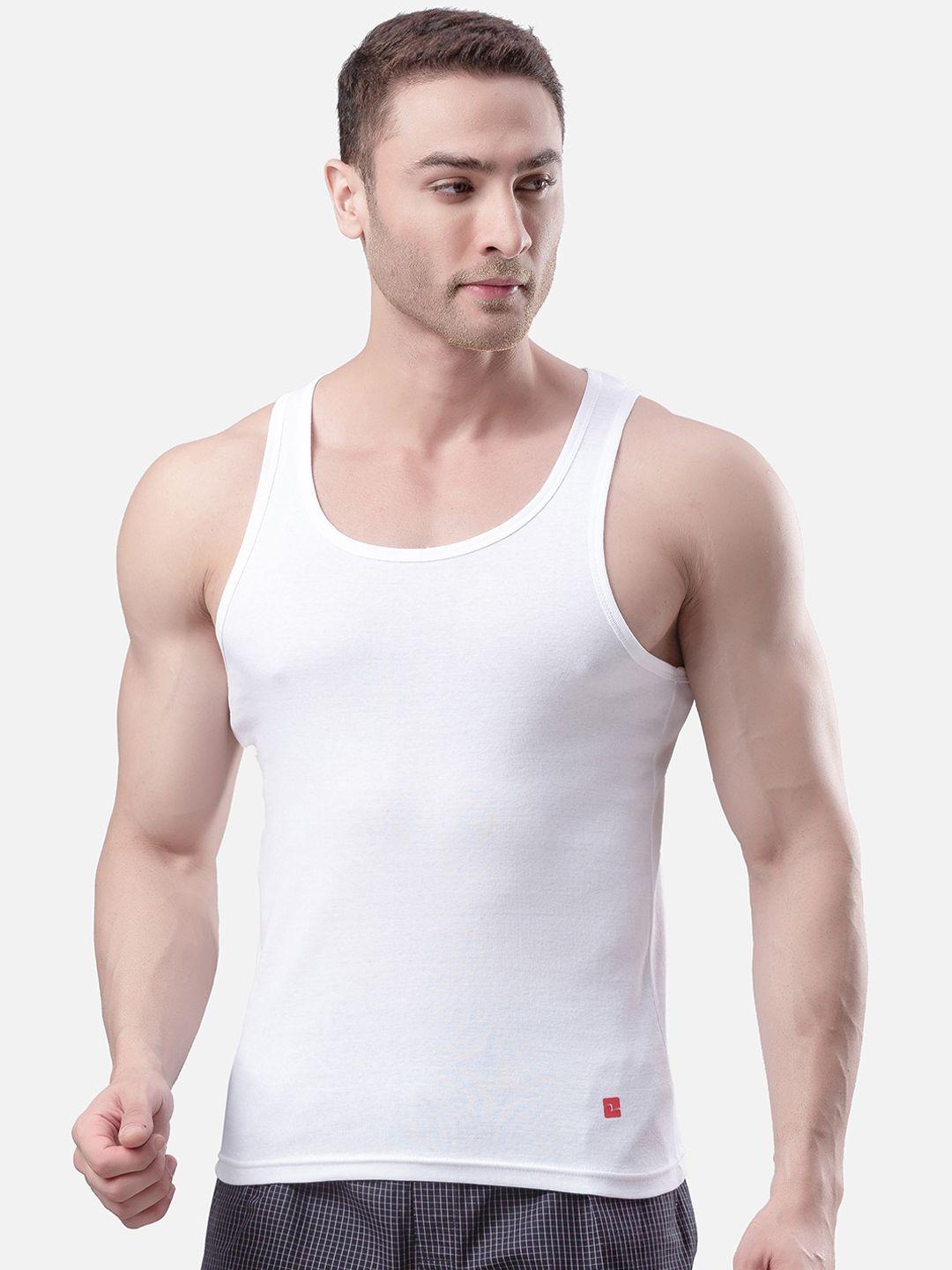 spykar men white solid innerwear vest