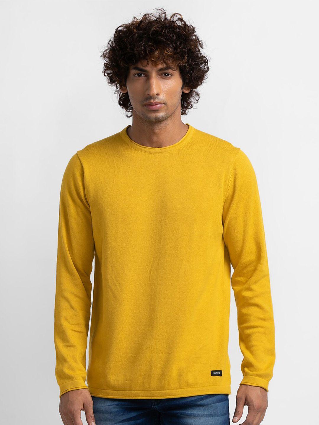 spykar men yellow pullover