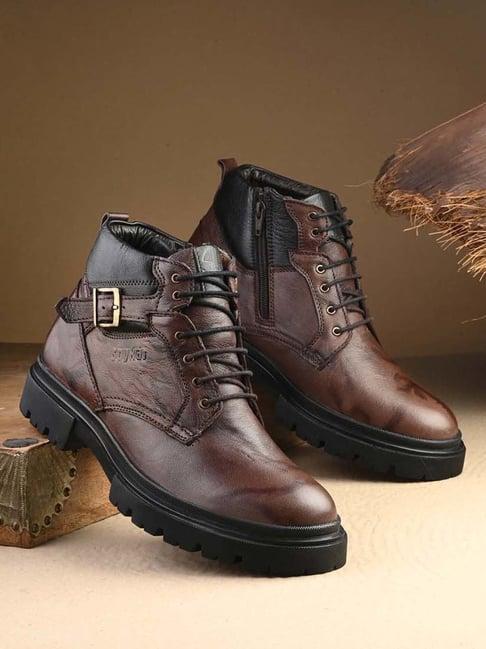 spykar men's brown derby boots