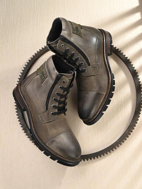 spykar men's olive derby boots