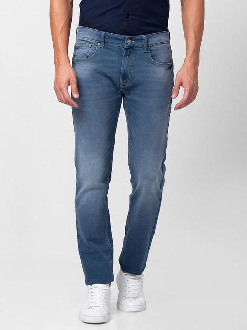 spykar mid blue cotton comfort fit jeans