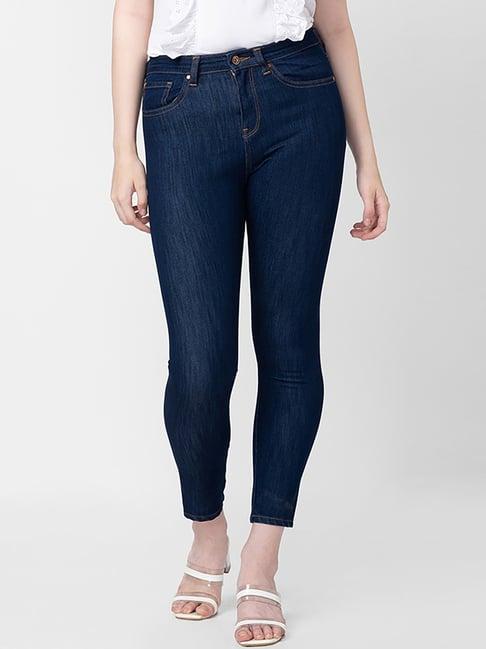 spykar navy cotton mid rise jeans