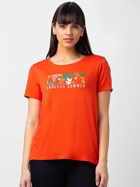 spykar orange printed t-shirt