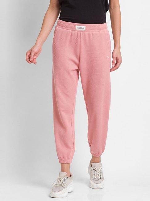 spykar pink cotton mid rise track pants