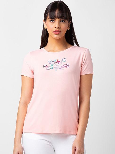 spykar pink printed t-shirt
