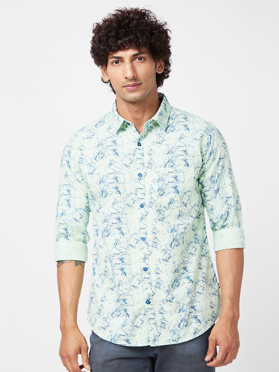 spykar slim fit abstract printed opaque cotton casual shirt