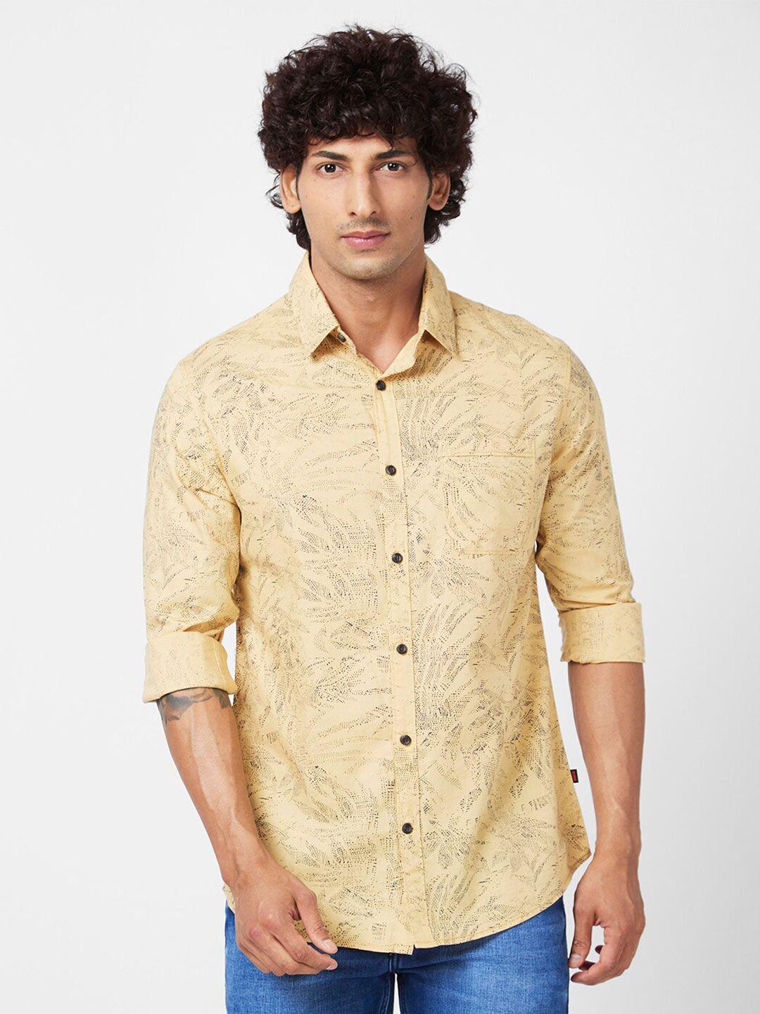 spykar slim fit floral printed opaque cotton casual shirt