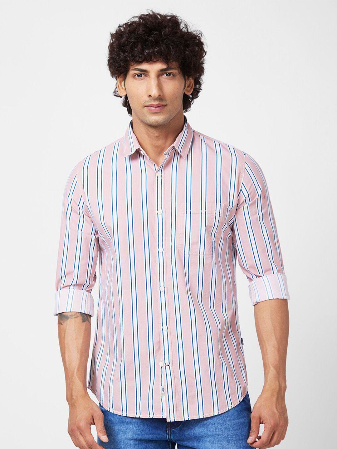 spykar slim fit vertical striped casual shirt