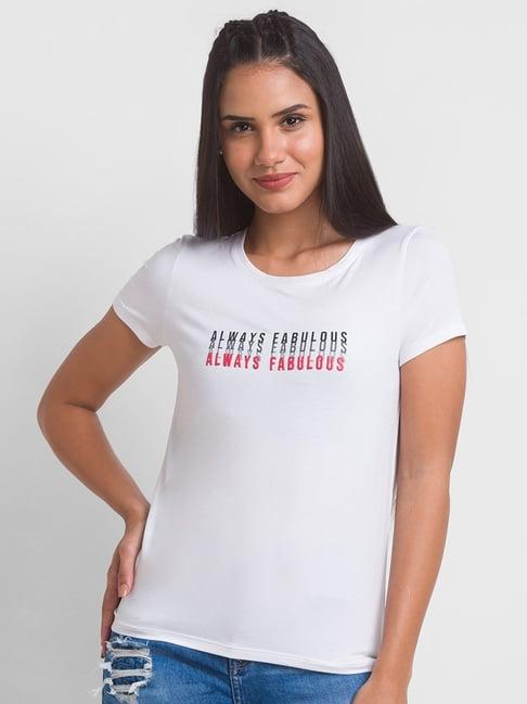 spykar white printed t-shirt