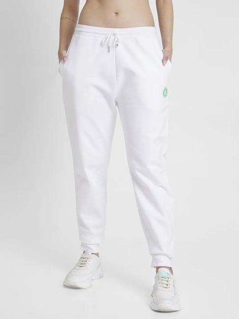 spykar white relaxed fit joggers