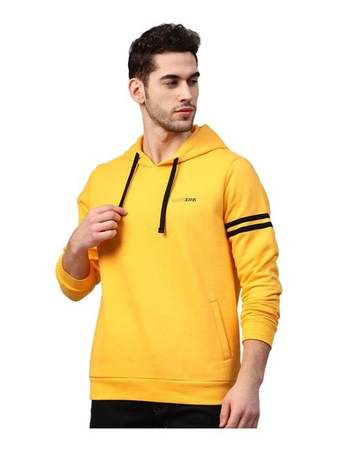 spykar yellow hooded sweatshirt