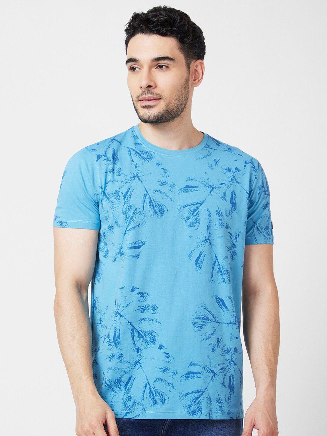 spykar abstract printed slim fit cotton casual t-shirt