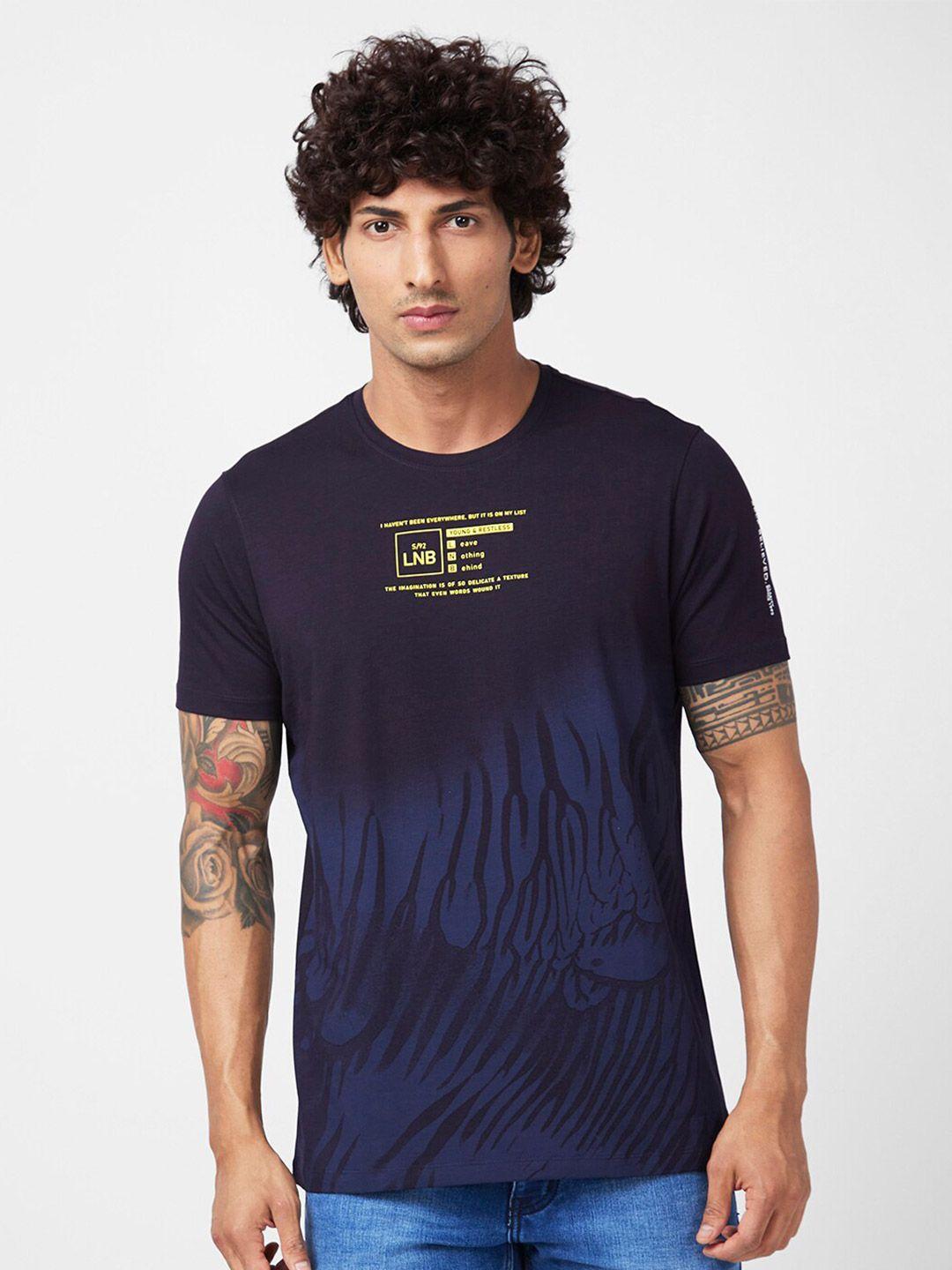 spykar abstract printed slim fit t-shirt