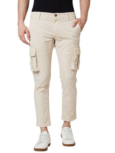 spykar beige cotton cargo fit cargos