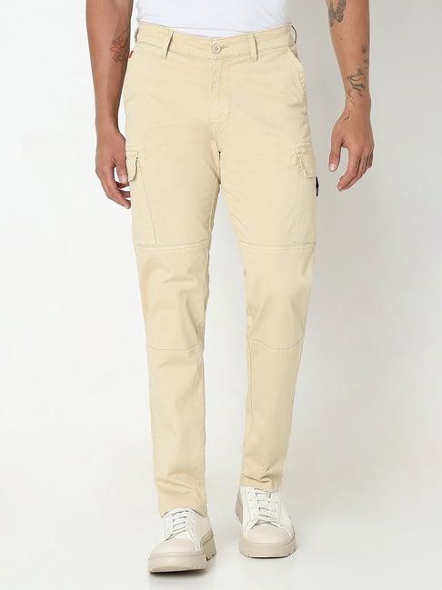 spykar beige regular fit cargos