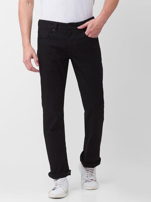 spykar black cotton comfort fit jeans