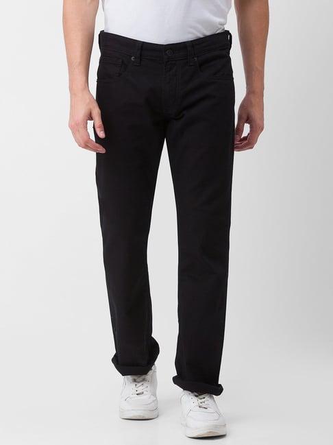 spykar black cotton comfort fit jeans