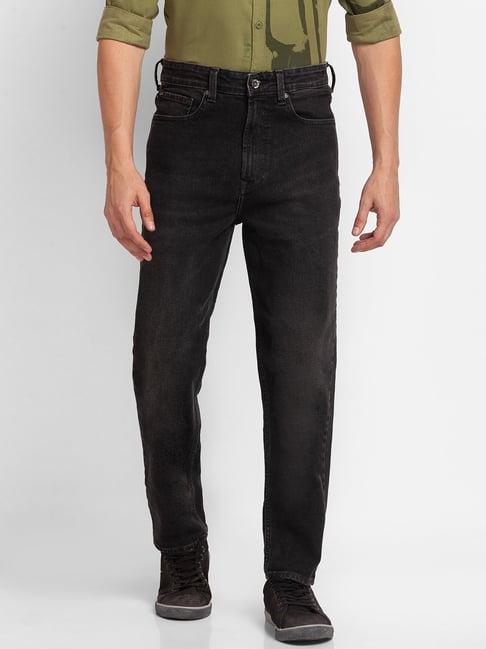 spykar black cotton loose fit jeans