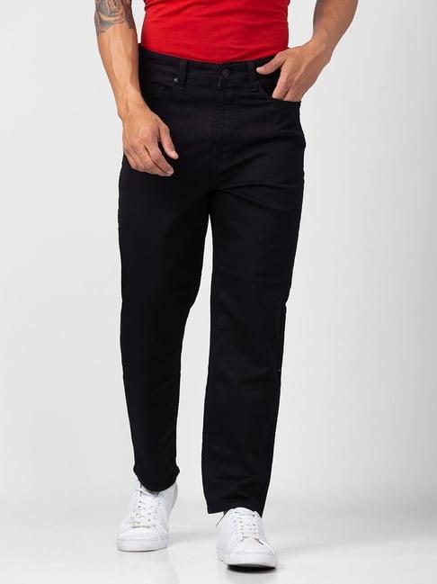 spykar black cotton loose fit jeans