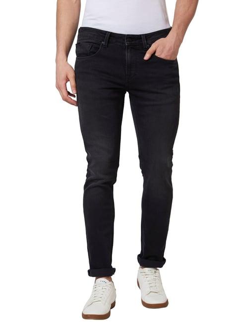 spykar black cotton skinny fit jeans