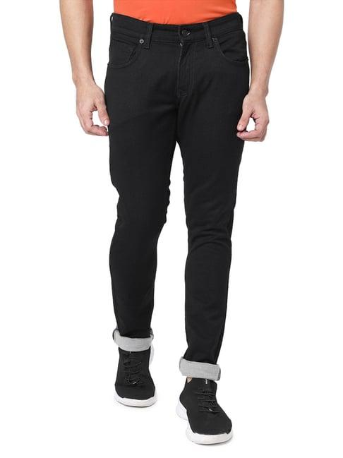 spykar black cotton slim fit jeans