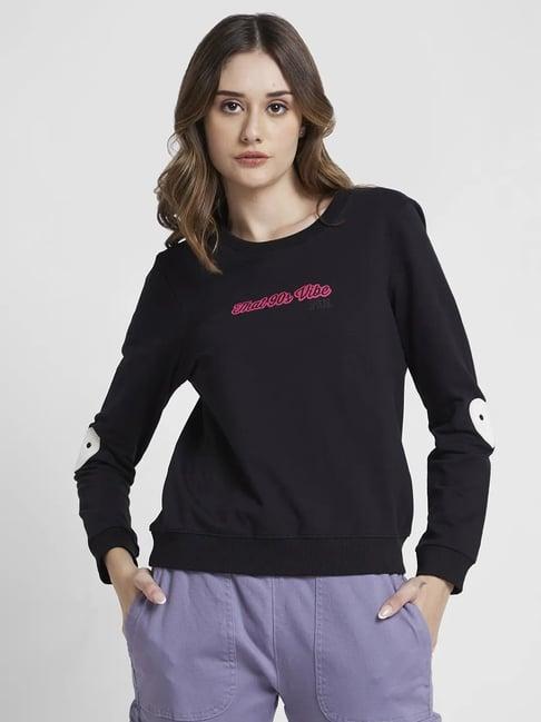 spykar black graphic print sweatshirt