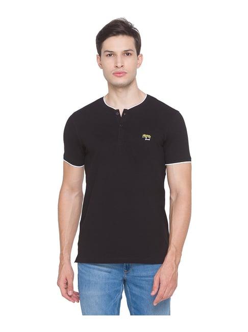 spykar black henley t-shirt