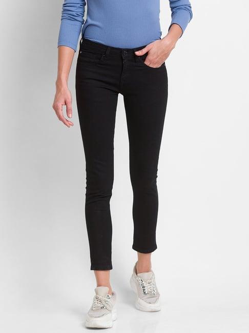 spykar black mid rise jeans