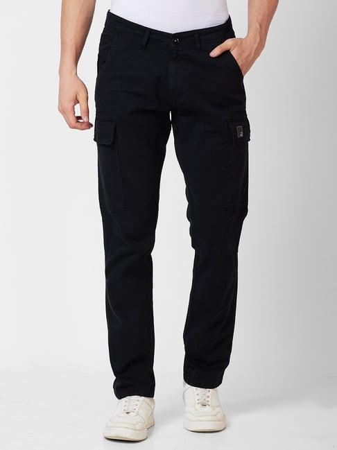 spykar black regular fit cargo pants