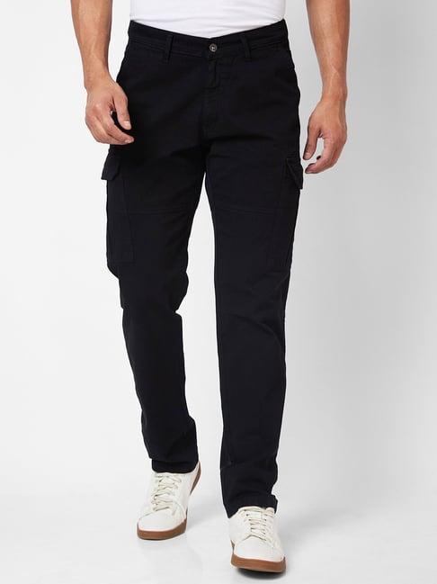 spykar black regular fit cargo pants